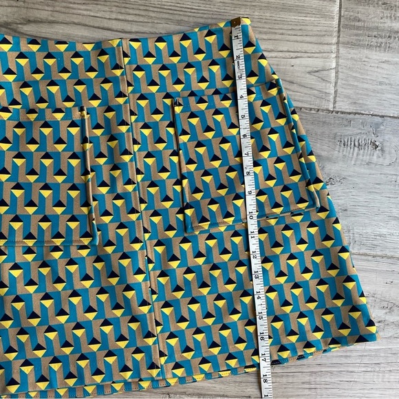 Anthropologie The Marisela Mini Skirt by Maeve Blue/Yellow/Black/Tan Retro SZ S - Picture 12 of 16